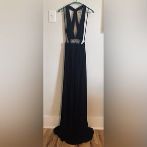 BCBGMaxAzria Cutout Backless Maxi Dress S Black